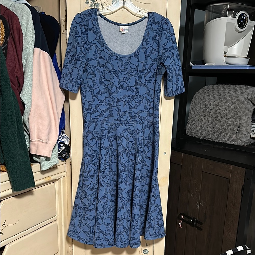 LuLaRoe Blue Casual Fit and Flare Midi Dress